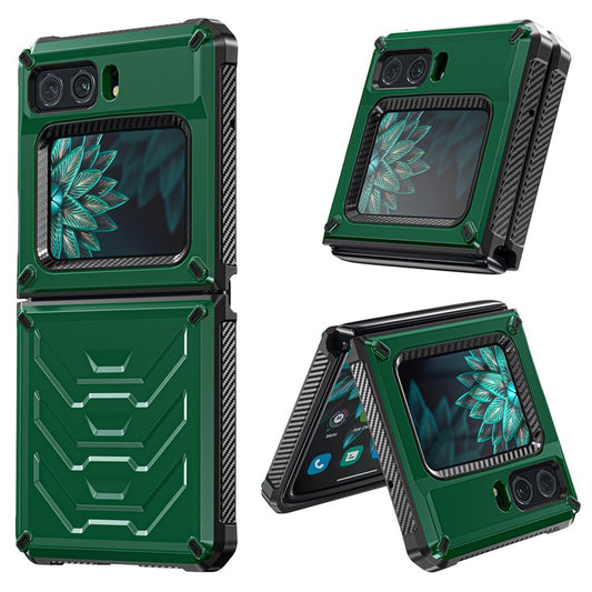 For Motorola Moto Razr 2022 5G Rugged Series Shockproof TPU Frame + PC Back Hybrid Case Phone Cover - Green