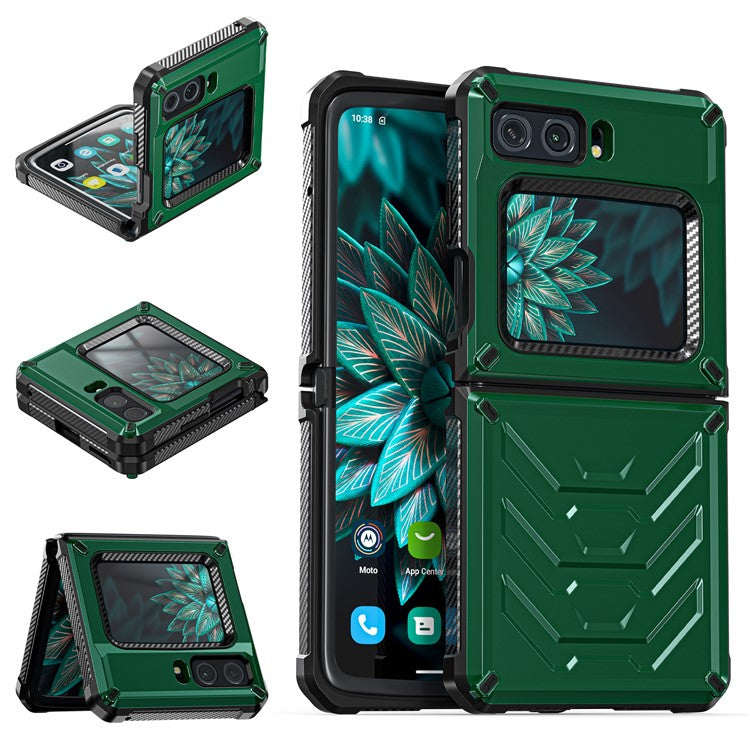 For Motorola Moto Razr 2022 5G Rugged Series Shockproof TPU Frame + PC Back Hybrid Case Phone Cover - Green