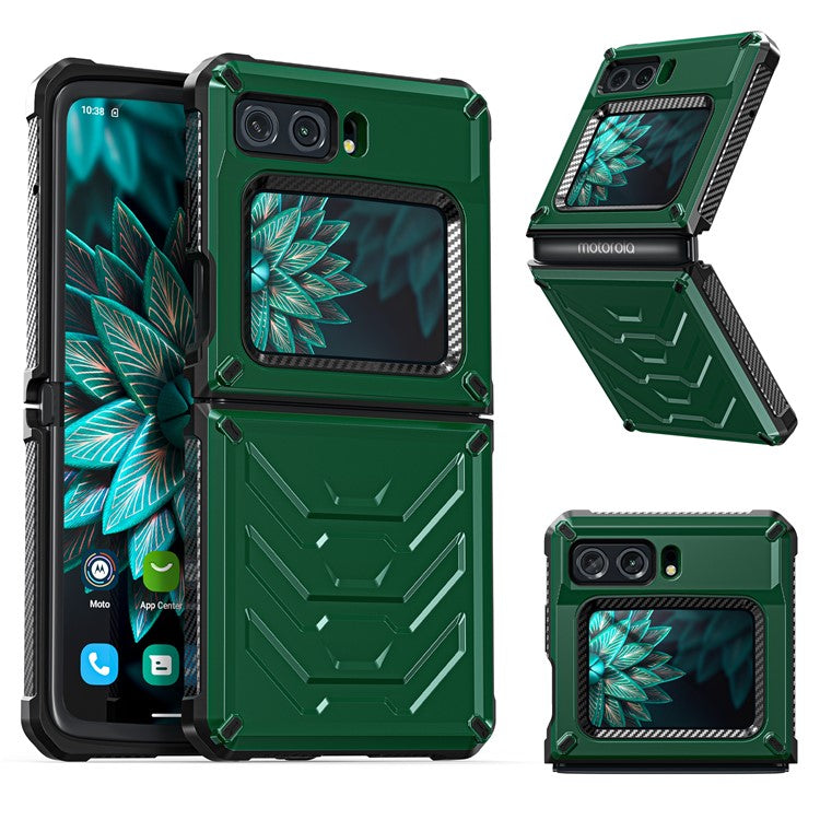 For Motorola Moto Razr 2022 5G Rugged Series Shockproof TPU Frame + PC Back Hybrid Case Phone Cover - Green