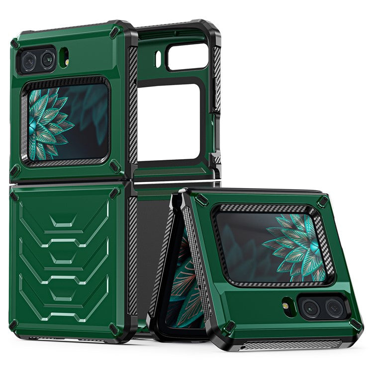 For Motorola Moto Razr 2022 5G Rugged Series Shockproof TPU Frame + PC Back Hybrid Case Phone Cover - Green