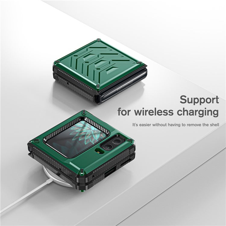 For Motorola Moto Razr 2022 5G Rugged Series Shockproof TPU Frame + PC Back Hybrid Case Phone Cover - Green