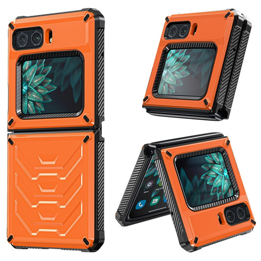 For Motorola Moto Razr 2022 5G Rugged Series Shockproof TPU Frame + PC Back Hybrid Case Phone Cover - Orange