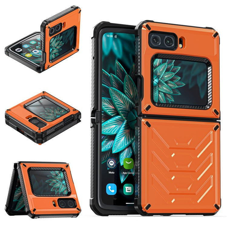For Motorola Moto Razr 2022 5G Rugged Series Shockproof TPU Frame + PC Back Hybrid Case Phone Cover - Orange