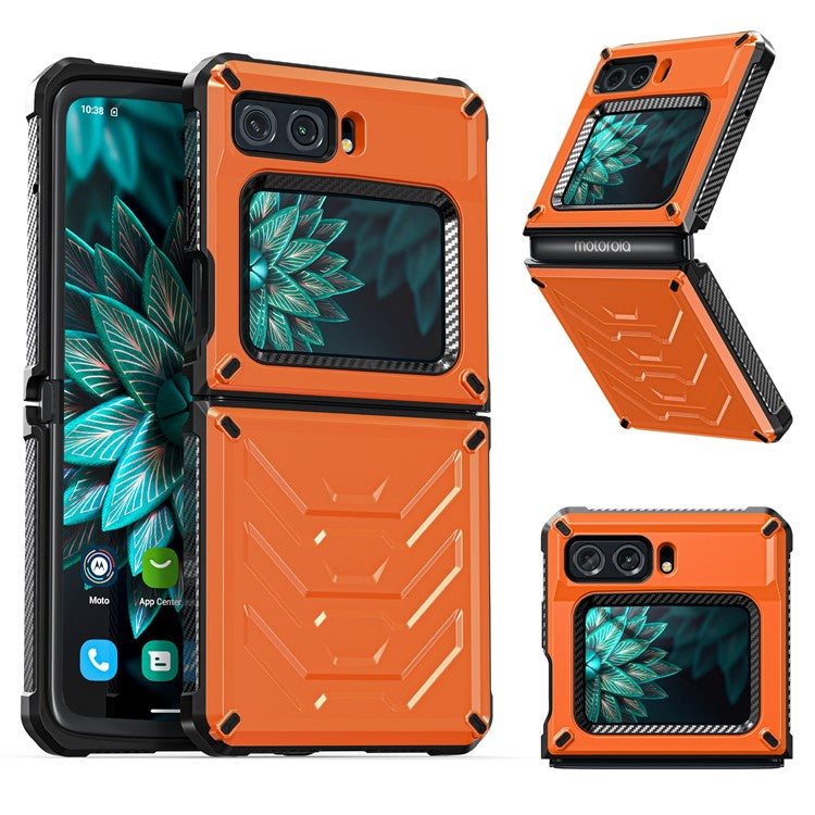 For Motorola Moto Razr 2022 5G Rugged Series Shockproof TPU Frame + PC Back Hybrid Case Phone Cover - Orange