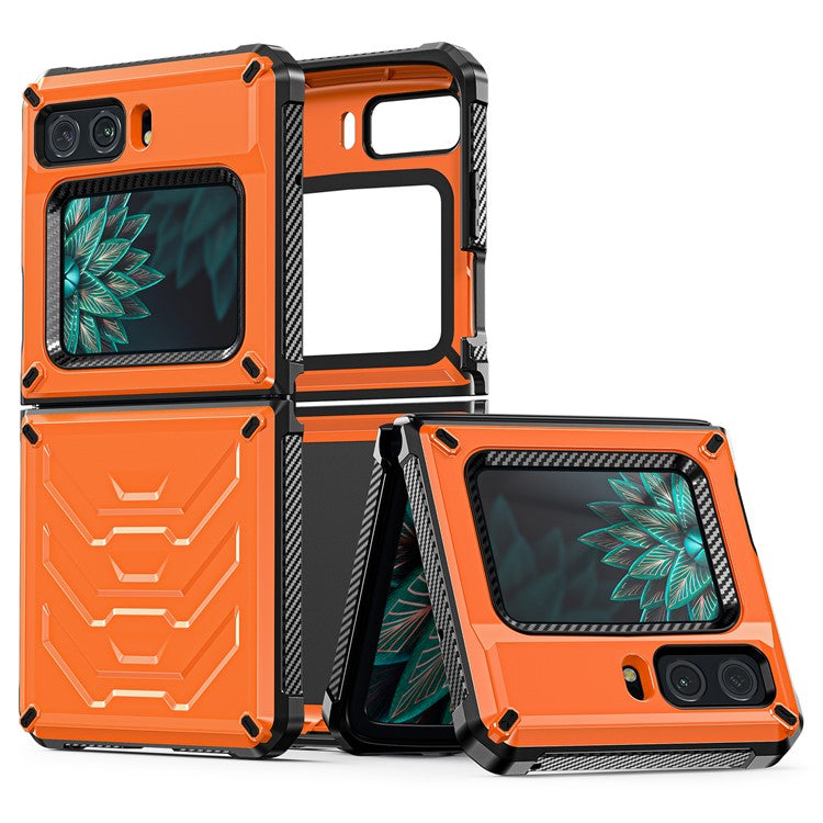 For Motorola Moto Razr 2022 5G Rugged Series Shockproof TPU Frame + PC Back Hybrid Case Phone Cover - Orange