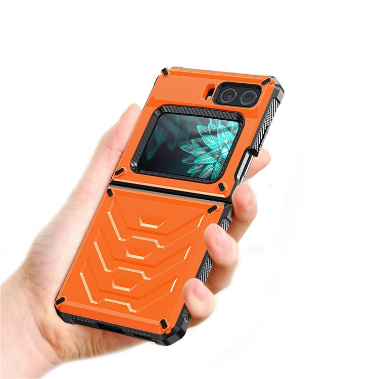 For Motorola Moto Razr 2022 5G Rugged Series Shockproof TPU Frame + PC Back Hybrid Case Phone Cover - Orange
