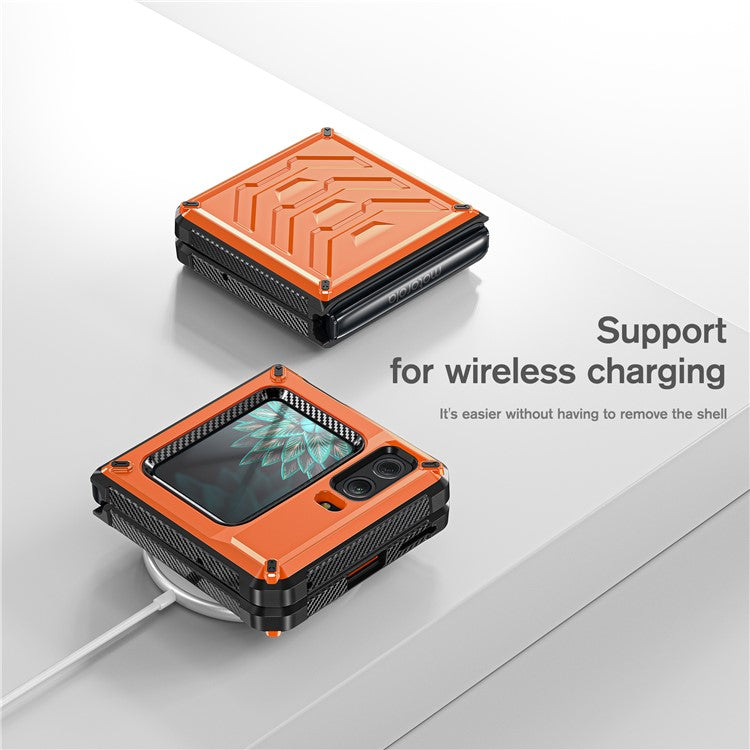 For Motorola Moto Razr 2022 5G Rugged Series Shockproof TPU Frame + PC Back Hybrid Case Phone Cover - Orange