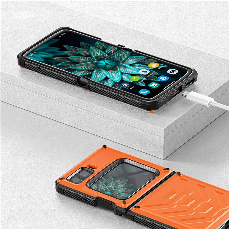 For Motorola Moto Razr 2022 5G Rugged Series Shockproof TPU Frame + PC Back Hybrid Case Phone Cover - Orange