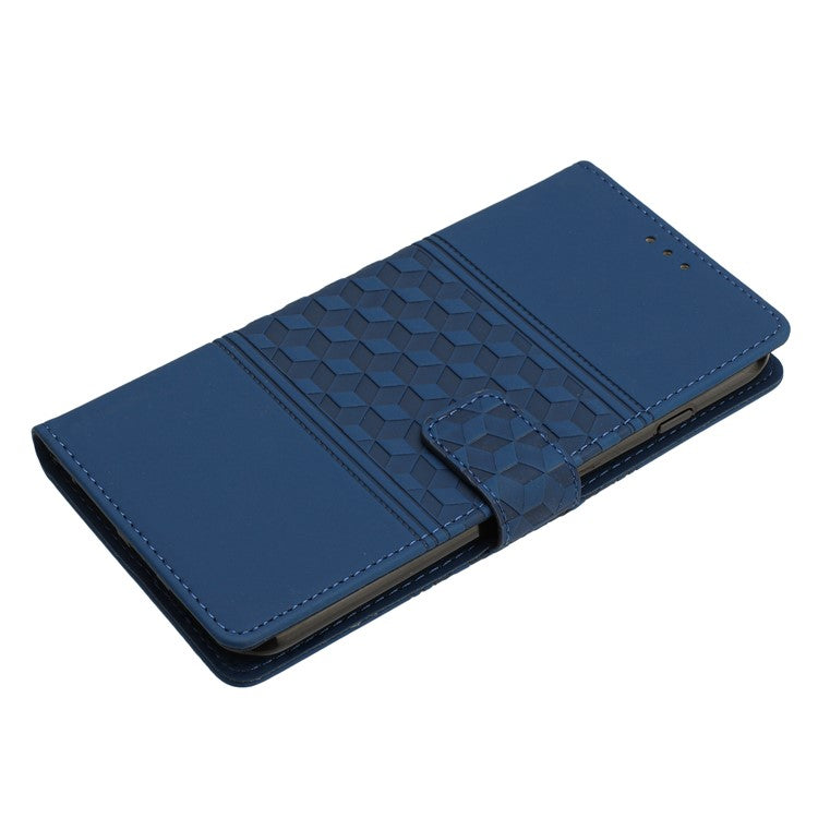 Retro Cell Phone Case For Motorola Moto E22 4G, Imprinted Pattern Stand Skin Touch Feeling Scratch-resistant Flip Leather Wallet Cover with Strap - Blue