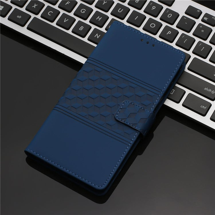 Retro Cell Phone Case For Motorola Moto E22 4G, Imprinted Pattern Stand Skin Touch Feeling Scratch-resistant Flip Leather Wallet Cover with Strap - Blue