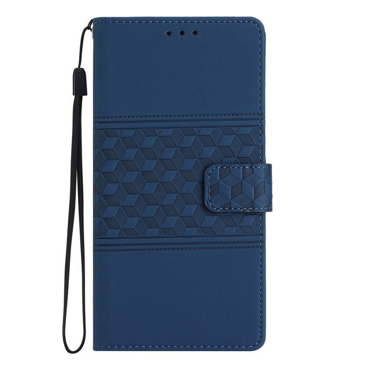 Retro Cell Phone Case For Motorola Moto E22 4G, Imprinted Pattern Stand Skin Touch Feeling Scratch-resistant Flip Leather Wallet Cover with Strap - Blue