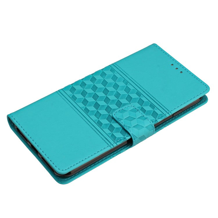 Retro Cell Phone Case For Motorola Moto E22 4G, Imprinted Pattern Stand Skin Touch Feeling Scratch-resistant Flip Leather Wallet Cover with Strap - Sky Blue