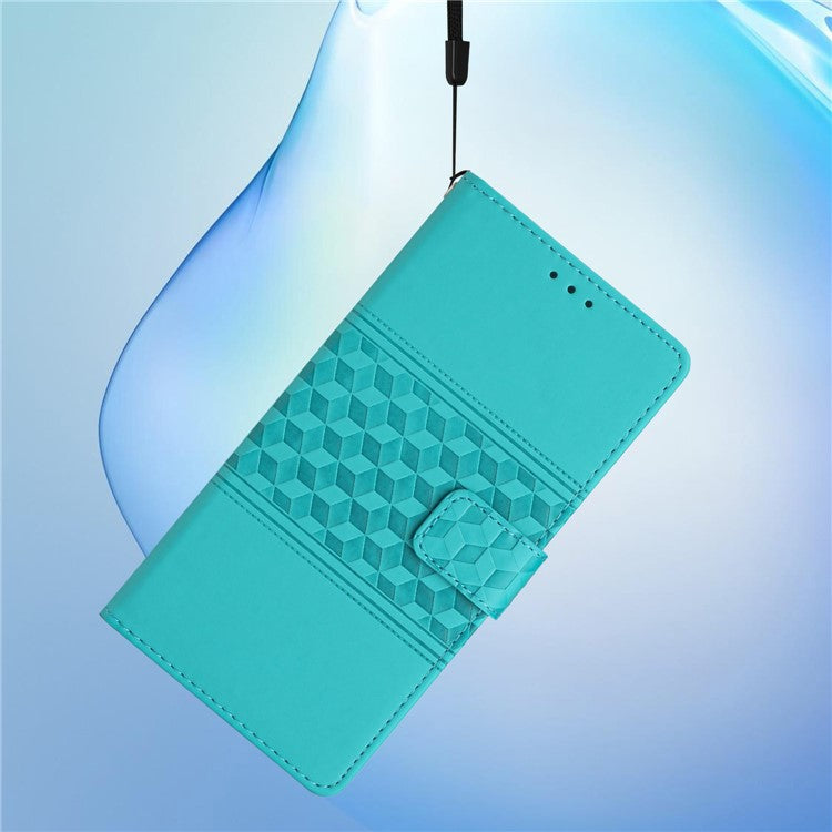 Retro Cell Phone Case For Motorola Moto E22 4G, Imprinted Pattern Stand Skin Touch Feeling Scratch-resistant Flip Leather Wallet Cover with Strap - Sky Blue