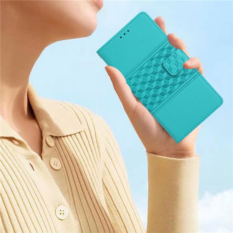 Retro Cell Phone Case For Motorola Moto E22 4G, Imprinted Pattern Stand Skin Touch Feeling Scratch-resistant Flip Leather Wallet Cover with Strap - Sky Blue