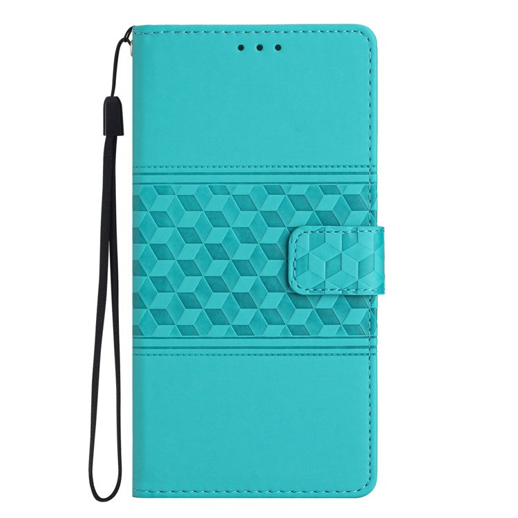 Retro Cell Phone Case For Motorola Moto E22 4G, Imprinted Pattern Stand Skin Touch Feeling Scratch-resistant Flip Leather Wallet Cover with Strap - Sky Blue