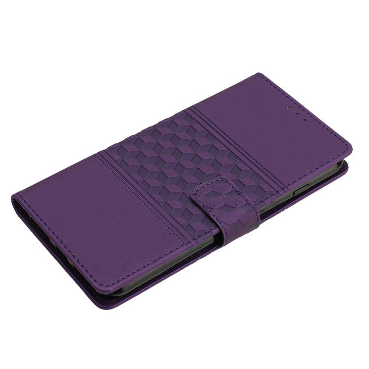 Retro Cell Phone Case For Motorola Moto E22 4G, Imprinted Pattern Stand Skin Touch Feeling Scratch-resistant Flip Leather Wallet Cover with Strap - Purple