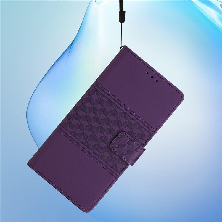 Retro Cell Phone Case For Motorola Moto E22 4G, Imprinted Pattern Stand Skin Touch Feeling Scratch-resistant Flip Leather Wallet Cover with Strap - Purple
