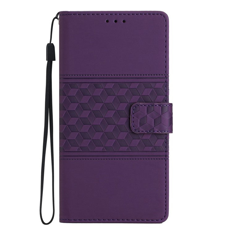 Retro Cell Phone Case For Motorola Moto E22 4G, Imprinted Pattern Stand Skin Touch Feeling Scratch-resistant Flip Leather Wallet Cover with Strap - Purple