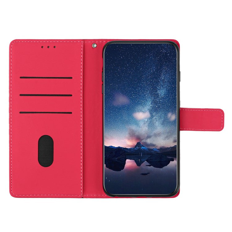 PU Leather + TPU Phone Case for iPhone 14, Retro Imprinted Pattern Stand Wallet Skin-touch Feeling Anti-Drop Phone Cover - Rose