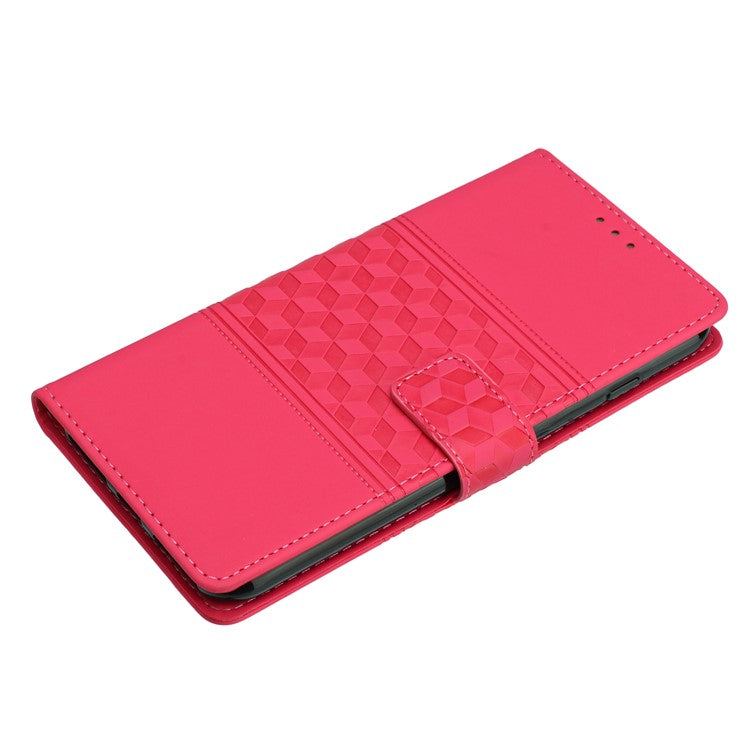 PU Leather + TPU Phone Case for iPhone 14, Retro Imprinted Pattern Stand Wallet Skin-touch Feeling Anti-Drop Phone Cover - Rose