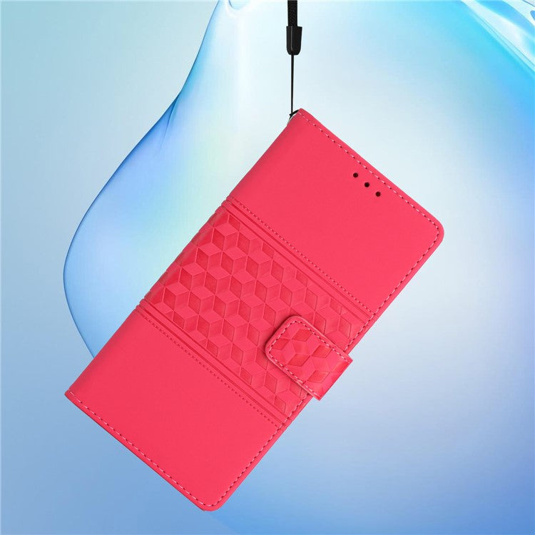 PU Leather + TPU Phone Case for iPhone 14, Retro Imprinted Pattern Stand Wallet Skin-touch Feeling Anti-Drop Phone Cover - Rose
