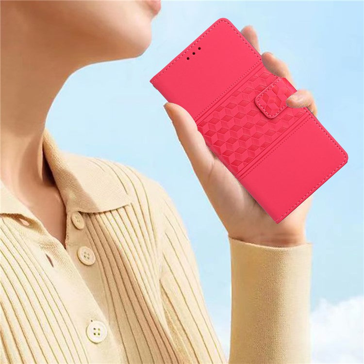 PU Leather + TPU Phone Case for iPhone 14, Retro Imprinted Pattern Stand Wallet Skin-touch Feeling Anti-Drop Phone Cover - Rose