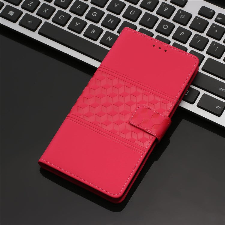 PU Leather + TPU Phone Case for iPhone 14, Retro Imprinted Pattern Stand Wallet Skin-touch Feeling Anti-Drop Phone Cover - Rose