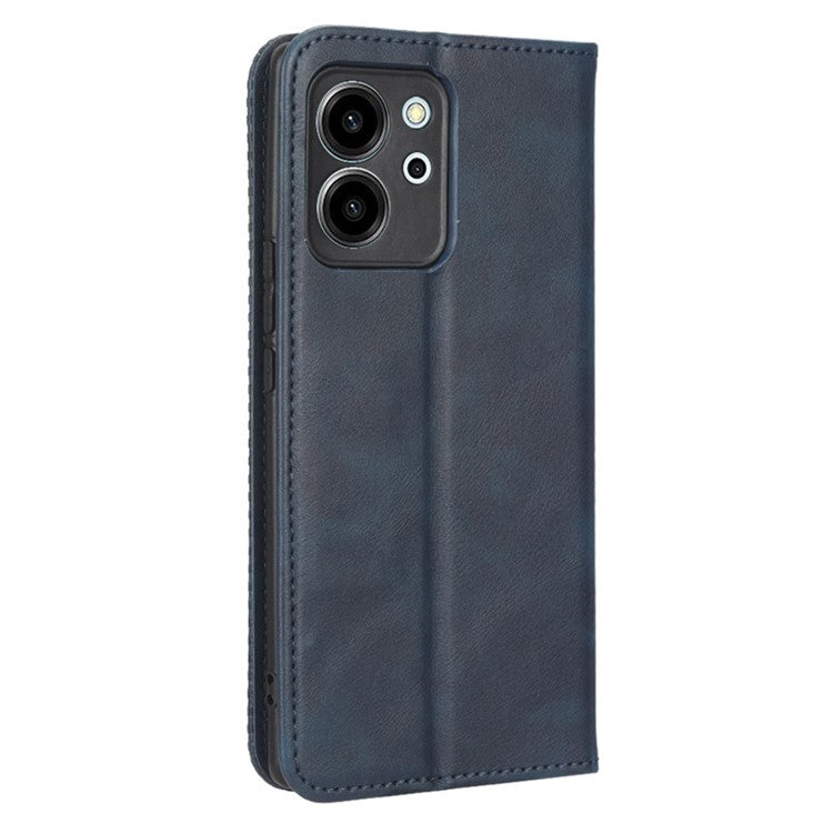 For Honor 80 SE 5G Cell Phone Case Imprinted Pattern PU Leather Wallet Retro Texture Magnetic Auto Closing Phone Cover - Blue