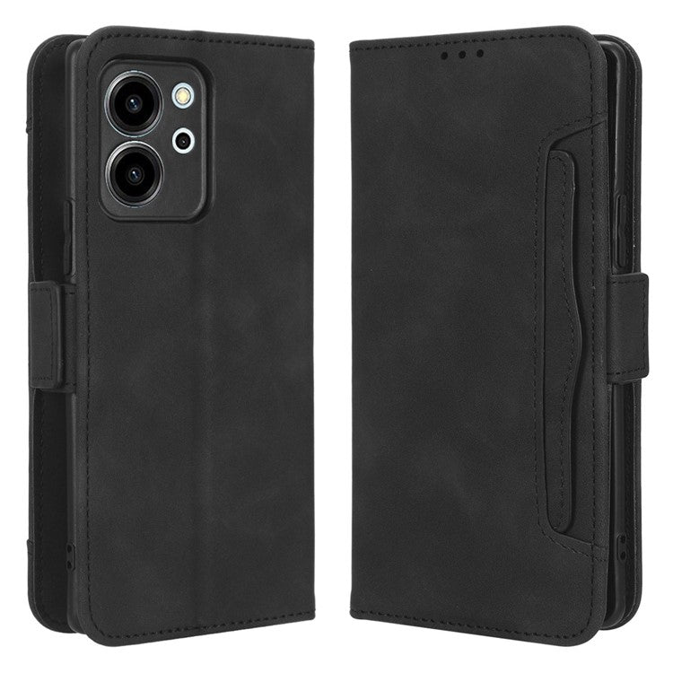 For Honor 80 SE 5G Shockproof PU Leather Phone Stand Case Multiple Card Slots Folio Flip Wallet Cover - Black