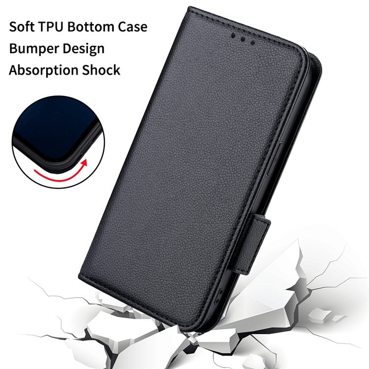 For Honor 80 SE 5G Magnetic Phone Cover Litchi Texture Stand Function Wallet PU Leather Shockproof Flip Phone Case with Strap - Black