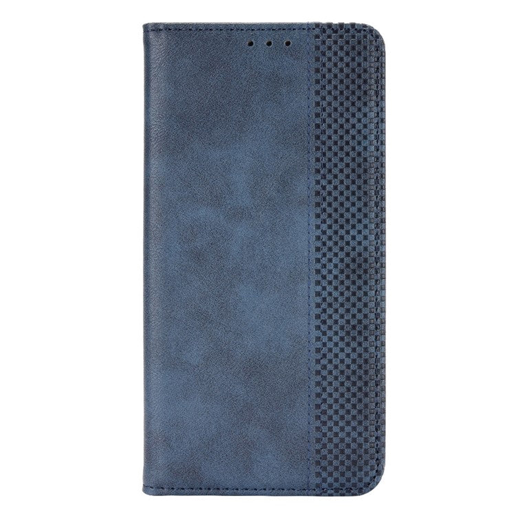 PU Leather Magnetic Auto Closing Phone Cover for Honor 80 5G, Wallet Retro Texture Phone Case Imprinted Pattern Phone Shell - Blue