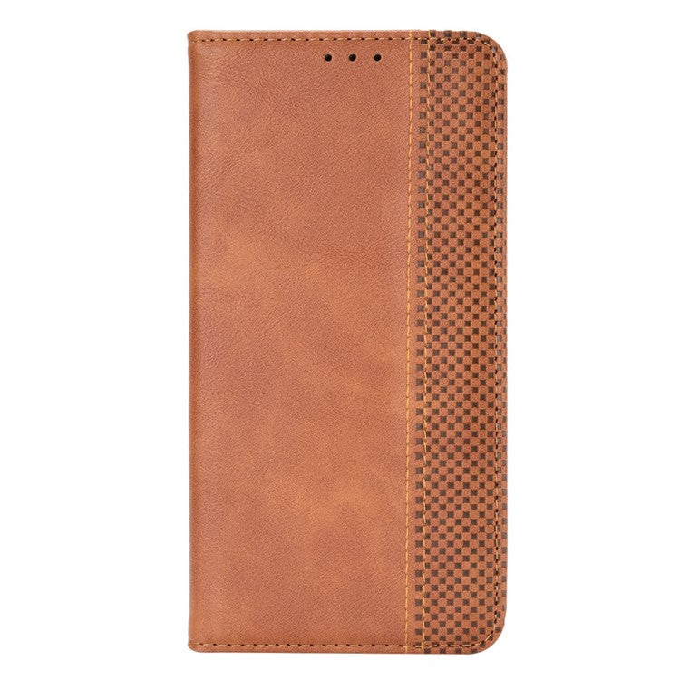 PU Leather Magnetic Auto Closing Phone Cover for Honor 80 5G, Wallet Retro Texture Phone Case Imprinted Pattern Phone Shell - Brown