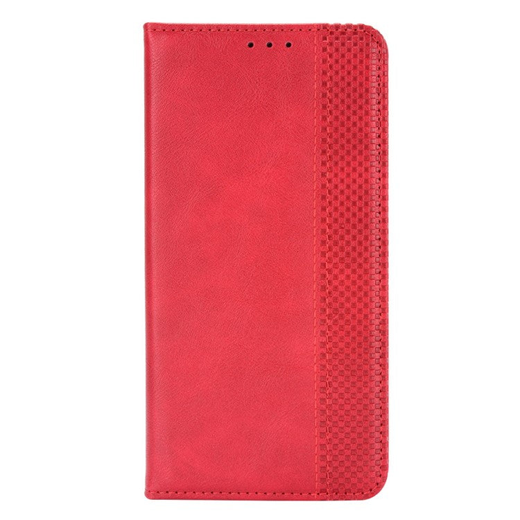 PU Leather Magnetic Auto Closing Phone Cover for Honor 80 5G, Wallet Retro Texture Phone Case Imprinted Pattern Phone Shell - Red