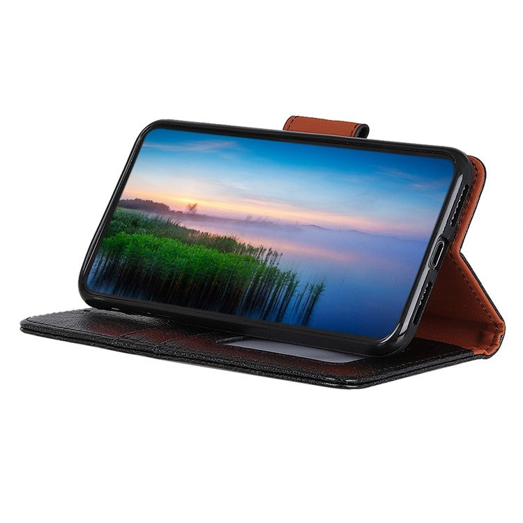 Magnetic Closure Phone Cover For Honor 80 SE 5G Nappa Texture Split Leather Anti-Scratch Full Protection Phone Case Stand Wallet - Black