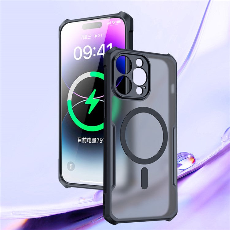 XUNDD Magnetic Phone Case for iPhone 14 Pro Compatible with MagSafe, Hybrid Acrylic + TPU Anti-Scratch Back Cover - Black