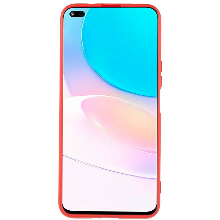 For Huawei nova 8i Liquid Silicone Texture Arc Edge Phone Case 2.0mm Thick Soft TPU Camera Protection Shockproof Cover - Red