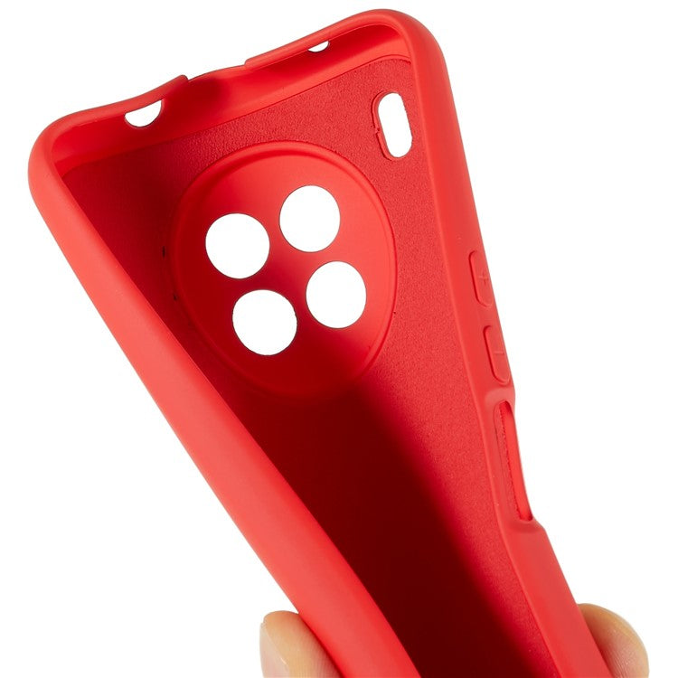 For Huawei nova 8i Liquid Silicone Texture Arc Edge Phone Case 2.0mm Thick Soft TPU Camera Protection Shockproof Cover - Red
