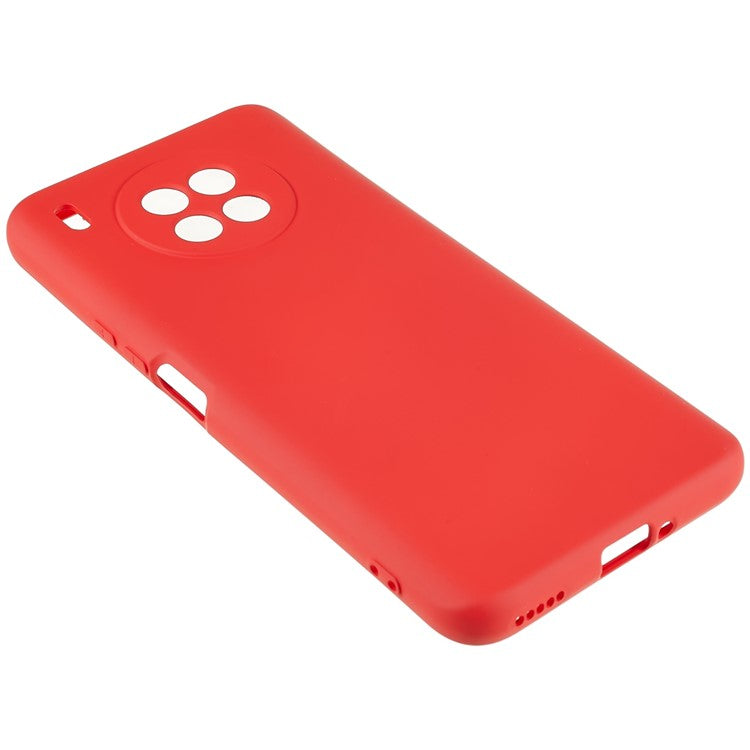For Huawei nova 8i Liquid Silicone Texture Arc Edge Phone Case 2.0mm Thick Soft TPU Camera Protection Shockproof Cover - Red