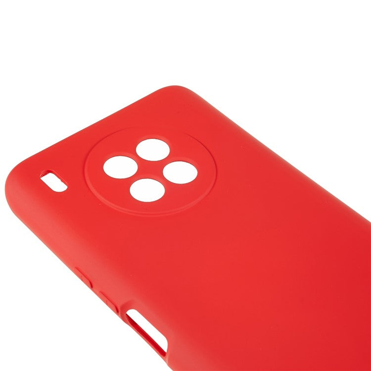 For Huawei nova 8i Liquid Silicone Texture Arc Edge Phone Case 2.0mm Thick Soft TPU Camera Protection Shockproof Cover - Red