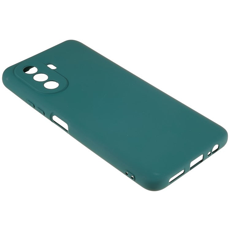 For Huawei nova Y70 4G Arc Edge Liquid Silicone Texture Case 2.0mm Thick Shockproof Soft TPU Phone Cover - Midnight Green