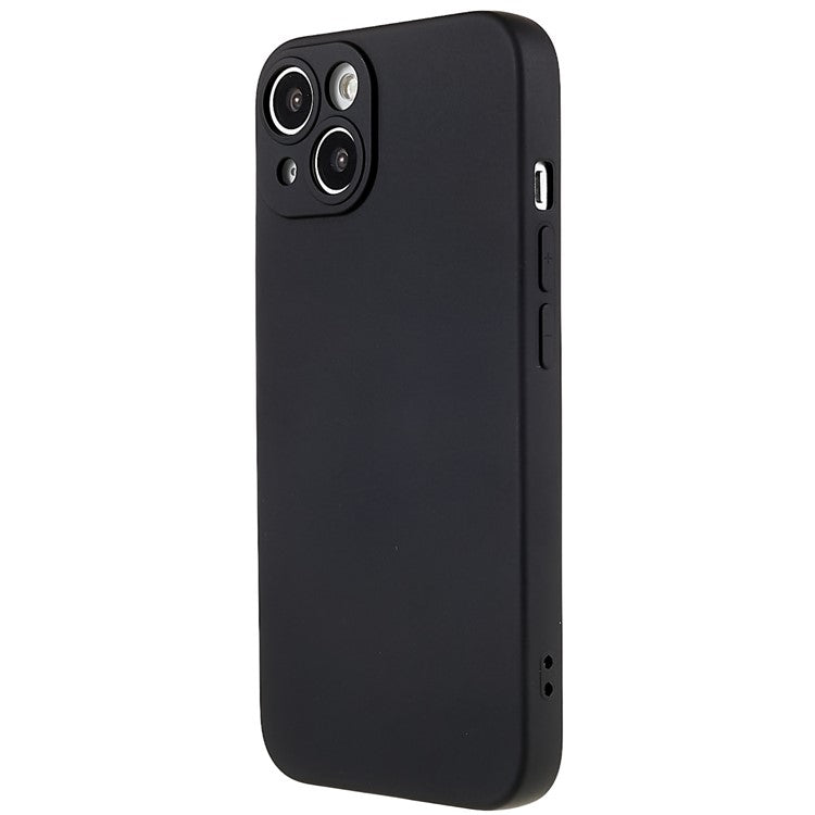 For iPhone 14 Liquid Silicone Texture Soft Touch TPU Case 2.0mm Thick Precise Cutout Camera Protection Arc Edge Phone Cover - Black