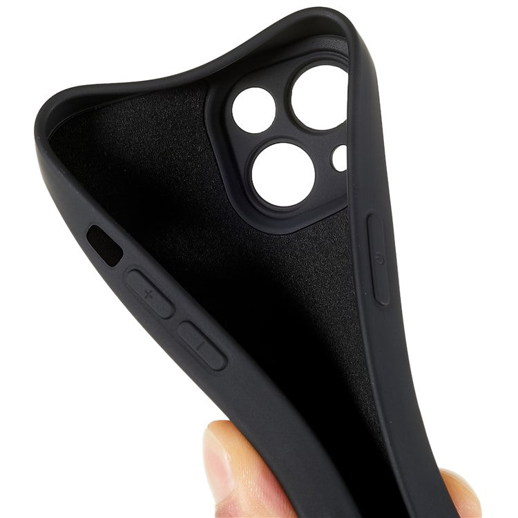 For iPhone 14 Liquid Silicone Texture Soft Touch TPU Case 2.0mm Thick Precise Cutout Camera Protection Arc Edge Phone Cover - Black