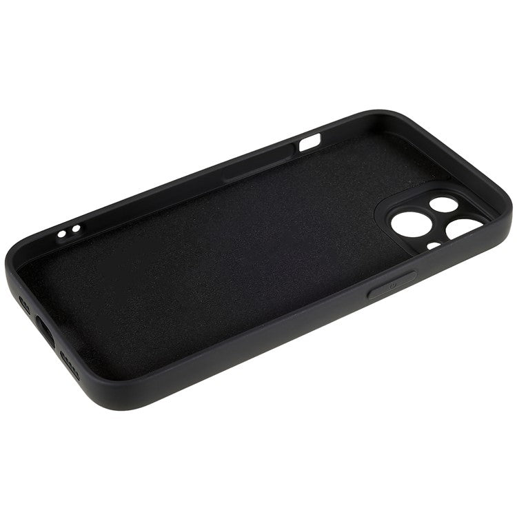 For iPhone 14 Liquid Silicone Texture Soft Touch TPU Case 2.0mm Thick Precise Cutout Camera Protection Arc Edge Phone Cover - Black