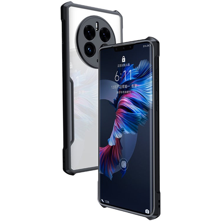XUNDD For Huawei Mate 50 Pro 4G Drop-proof Phone Case Shock-absorbing Acrylic + TPU Scratch-Proof Mobile Phone Back Cover - Black