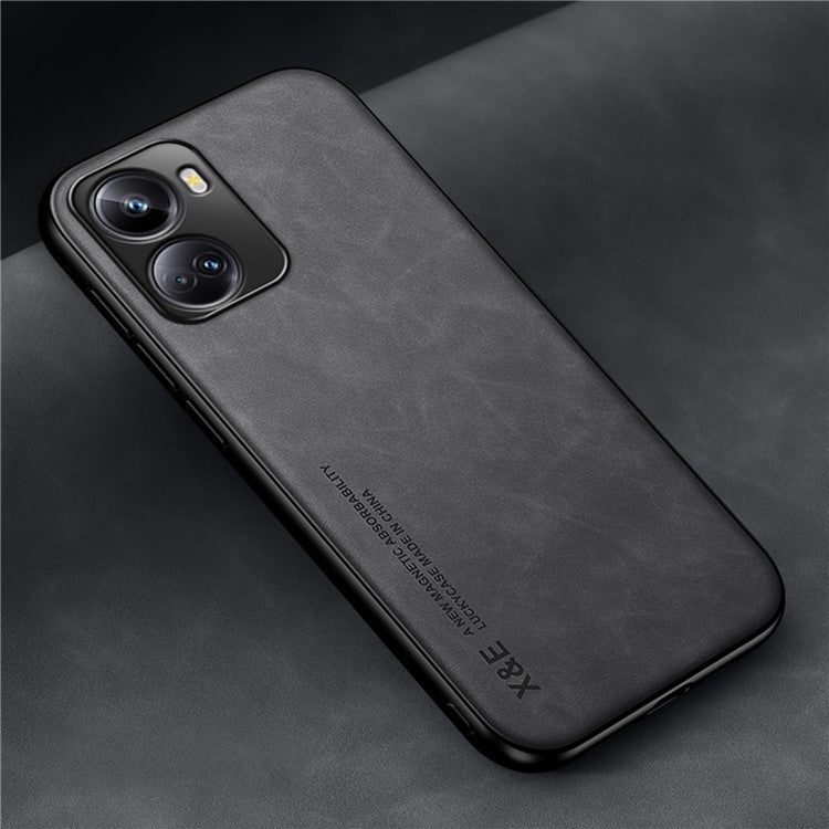 X&E For Huawei nova 10 SE 4G Built-in Metal Sheet Phone Cover PU Leather Coated TPU+PC Skin-touch Feeling Phone Case - Dark Grey