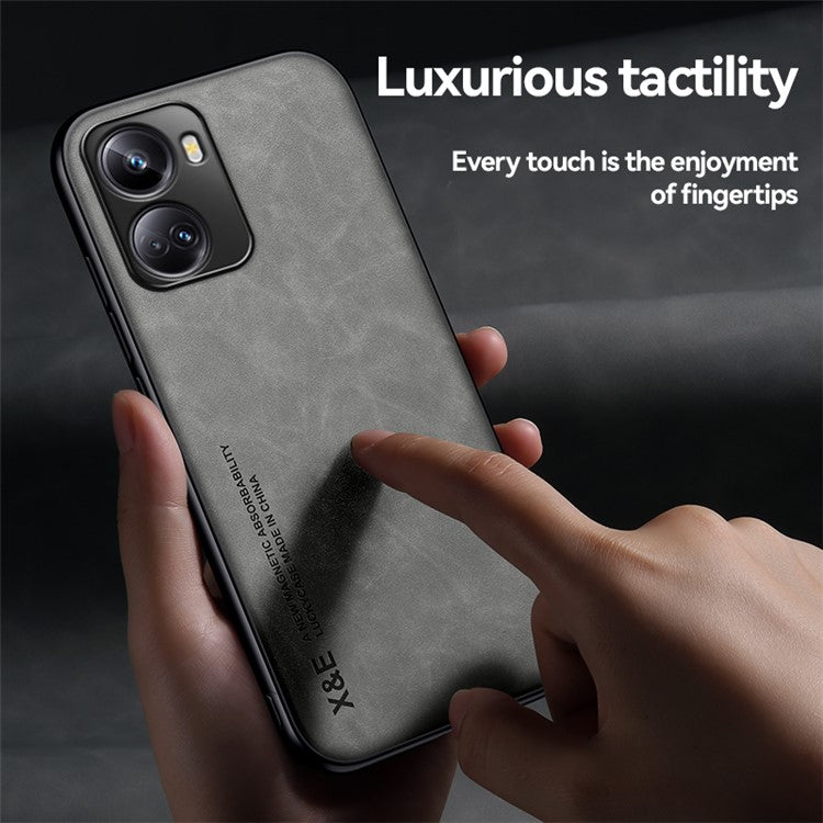 X&E For Huawei nova 10 SE 4G Built-in Metal Sheet Phone Cover PU Leather Coated TPU+PC Skin-touch Feeling Phone Case - Dark Grey