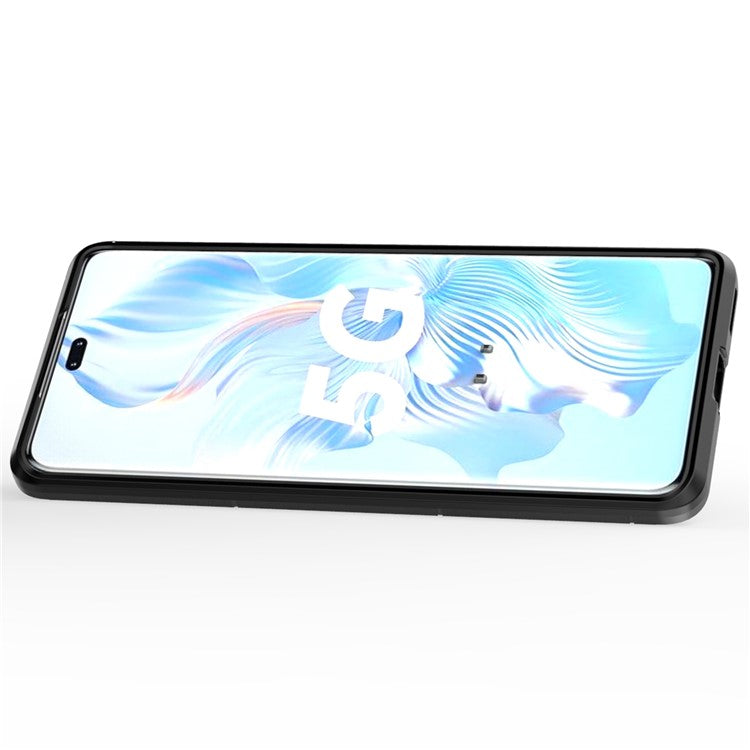 Ring Holder Kickstand Phone Case for Honor 80 Pro 5G, Hard PC + Soft TPU Shockproof Protective Cover - Black