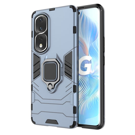 Ring Holder Kickstand Phone Case for Honor 80 Pro 5G, Hard PC + Soft TPU Shockproof Protective Cover - Blue