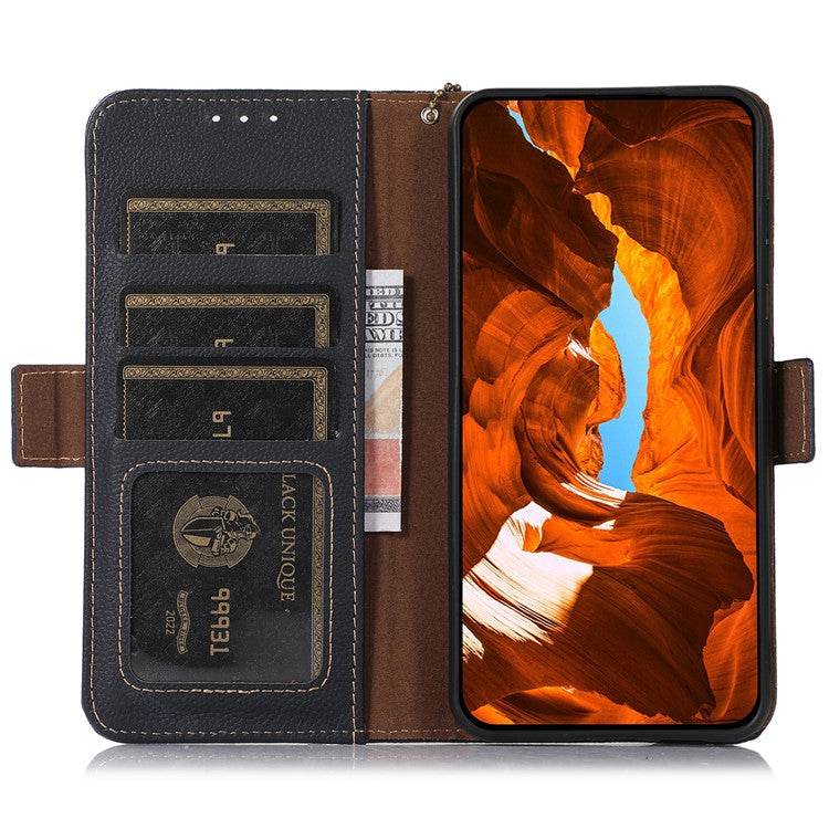 TJ Series For Honor 80 SE 5G RFID Blocking Cell Phone Cover Genuine Cowhide Leather Wallet Stand Full Protection Phone Case - Blue