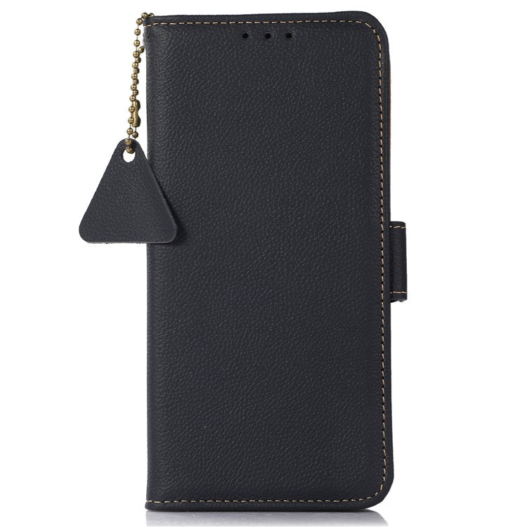 TJ Series For Honor 80 SE 5G RFID Blocking Cell Phone Cover Genuine Cowhide Leather Wallet Stand Full Protection Phone Case - Blue